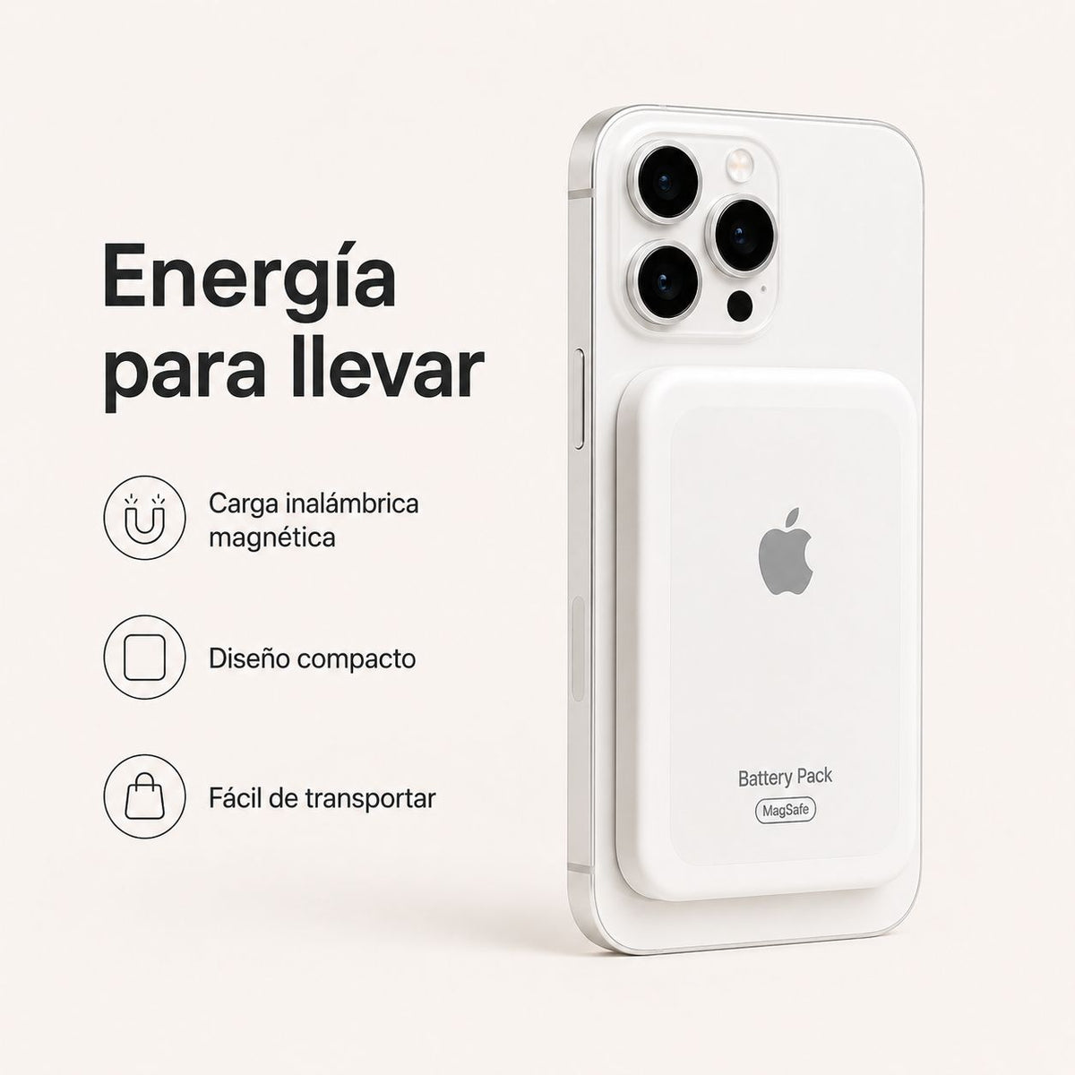 Cargador Portátil Magnético Inalámbrico Compatible con MagSafe