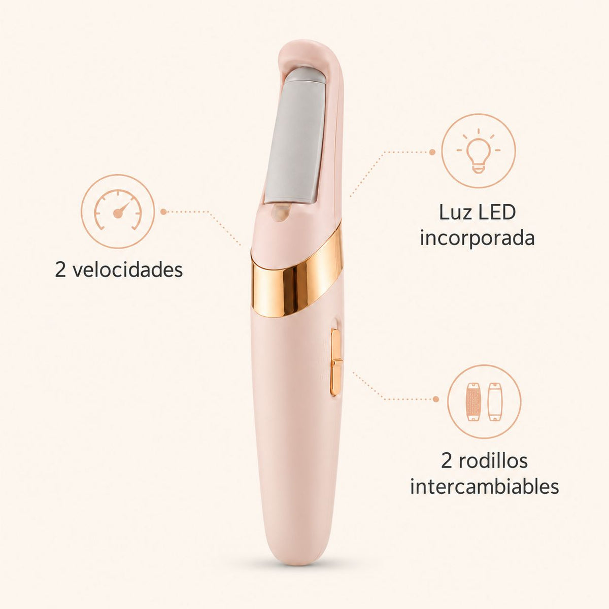 Lima Eléctrica Recargable para Pies con 2 Rodillos