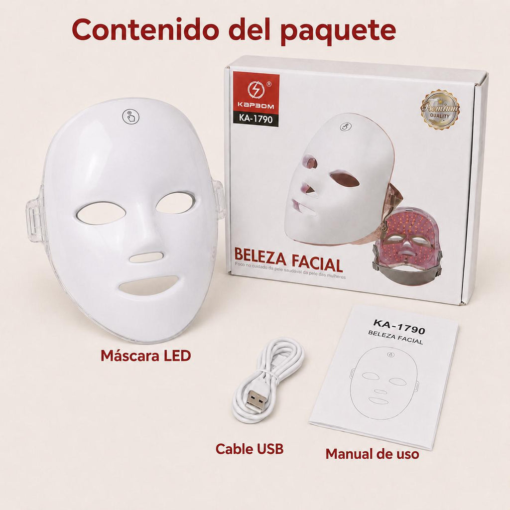 Máscara Facial LED de 7 Colores para el Cuidado de la Piel
